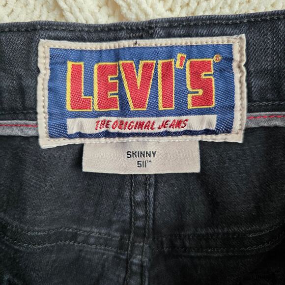 Levi's 511 Mens The Original Skinny Black Denim Jeans 29 / 30‎ Actual 30/30 - Picture 2 of 6